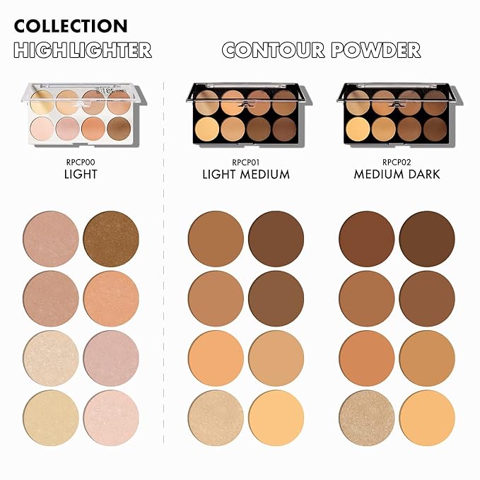 Ruby Kisses 3D Powder Contour Palette Medium Dark Define your cheekbones, perfect your nose, and sculpt your jawline-BrightBean Baby
