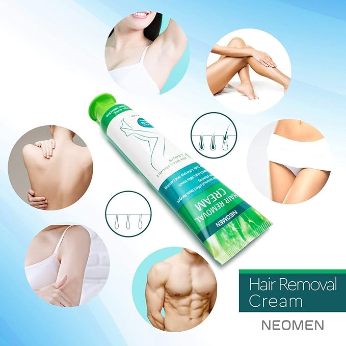 Hair Removal Cream for Men & Women : Painless Depilatory for Sensitive Skin & Intimate Areas, Moisturizing with Aloe Vera & Vitamin E, Safe for Face, Underarms, Bikini, Arms, Legs-BrightBean Baby