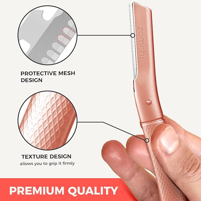 ZOMCHI Eyebrow Razor, Face Razors for Women&Men, Eyebrow Trimmer Shaper with Precision Cover,Facial Shaver with 6 Blades (Rose Gold)-BrightBean Baby