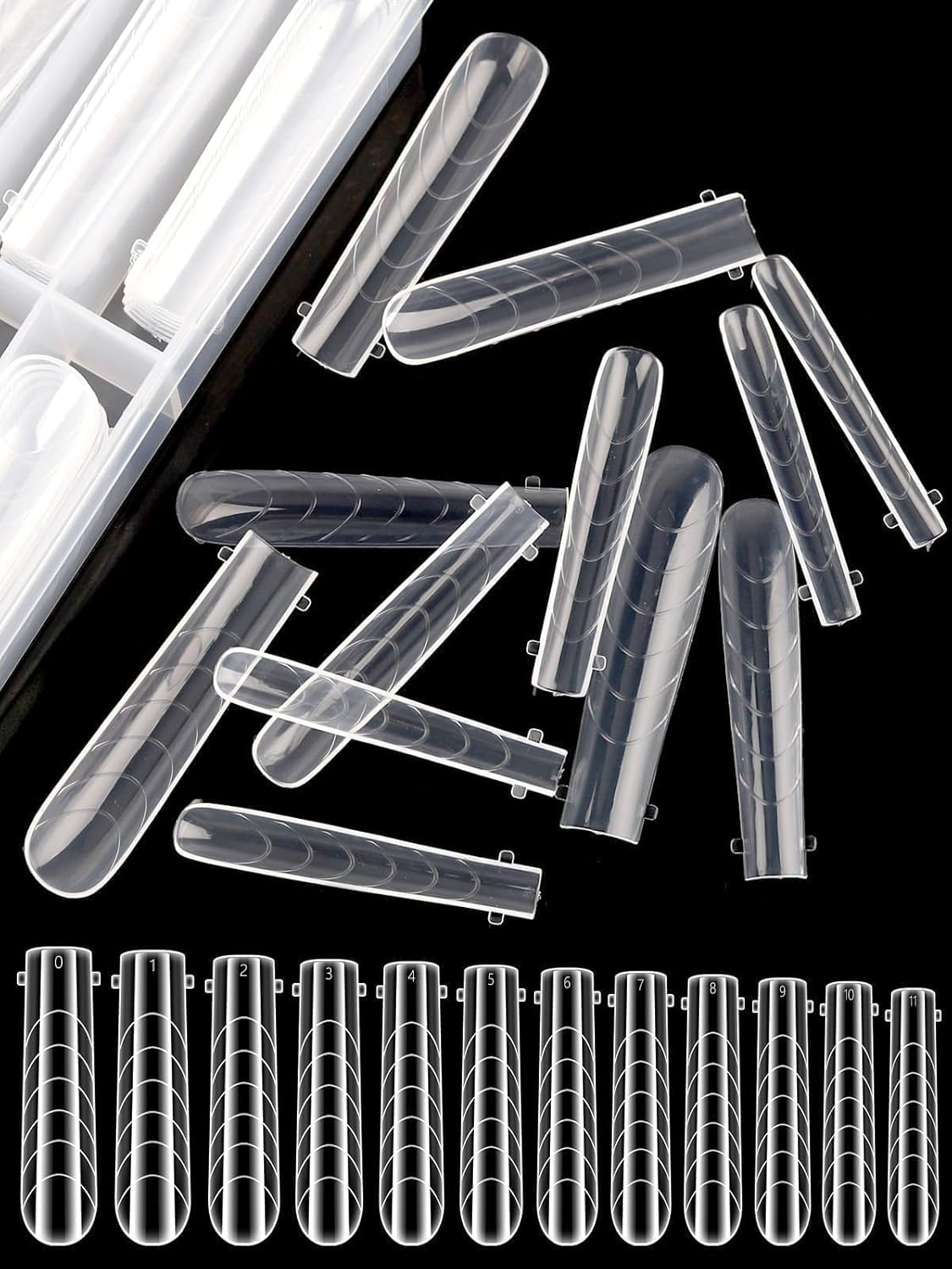 EBANKU Coffin Dual Nail Forms for Poly Extension Gel, 120 PCS Structure Builder Nail Gel Nail Molds for Solid Nail Gel Glue Poly Gel Nail Art Design Salon&DIY-12 Sizes-BrightBean Baby