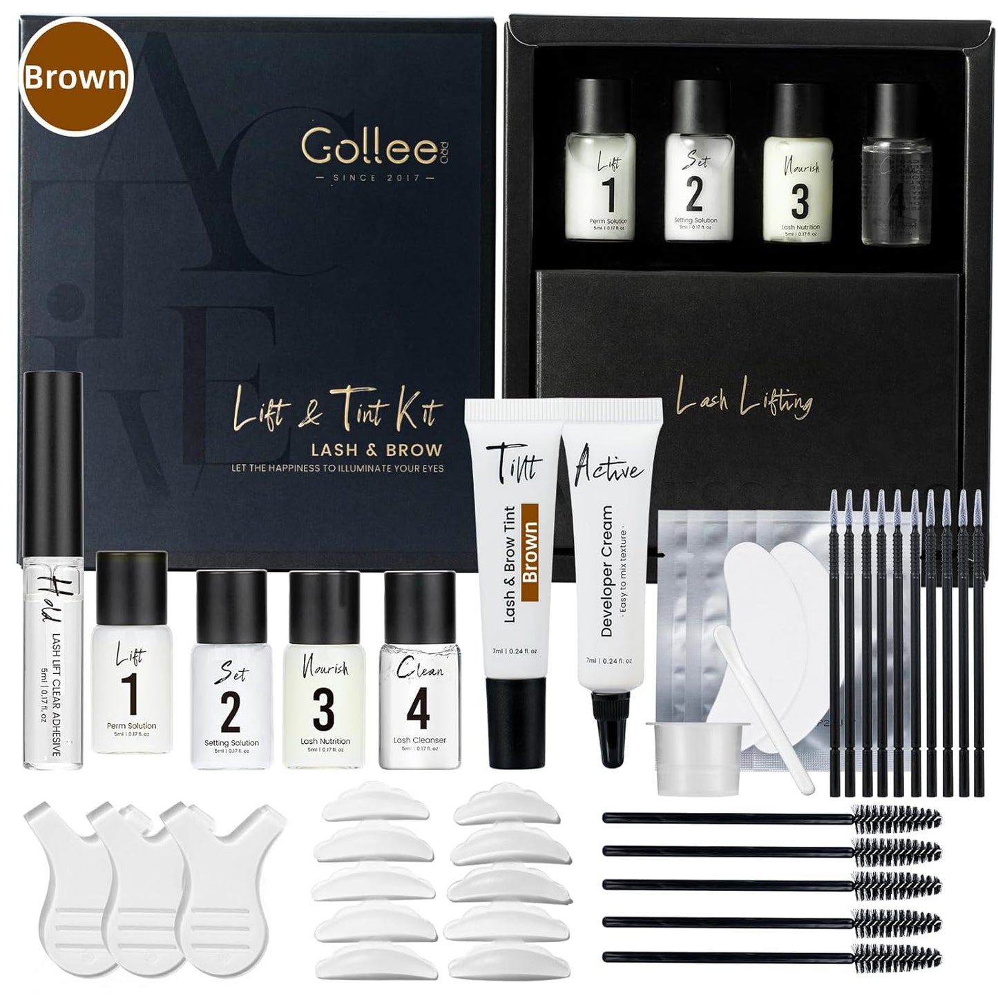 Lash Lift Kit 4 in 1 Brow Lamination Kit, Professional Eyelash Perm Kit for Beginner Salon Quality at Home with Long-Lasting Natural Brown Color-BrightBean Baby