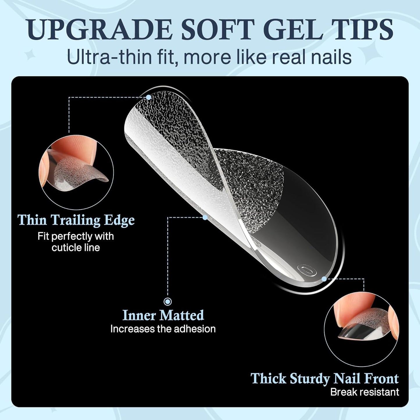 Extra Short Almond Fake Nails, 504pcs Soft Gel Pre-Shaped Acrylic Nail Tips, Half Matte Full Cover Clear Gelly Press on Flase Nail Tips for Extension Nail Manicure Home DIY 12 Sizes-BrightBean Baby