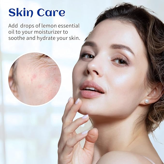 HIQILI Lemon Essential Oil, Household Cleaning, Air Purification, Skin Care, Can be Added to Cleansers, Sprays, Body Lotions Use - 3.38 Fl Oz/100ML-BrightBean Baby