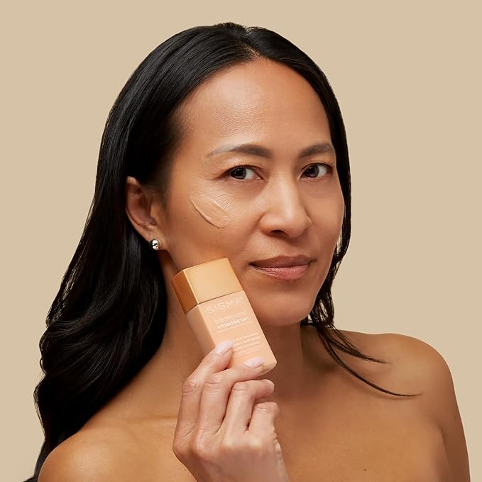 Sigma Beauty Skin Perfector – Hydrating Skin Tint Foundation for Lightweight, Buildable Coverage, With Hyaluronic Acid, Niacinamide Serum, and More (4 Medium Beige Tint, 1.12oz)-BrightBean Baby