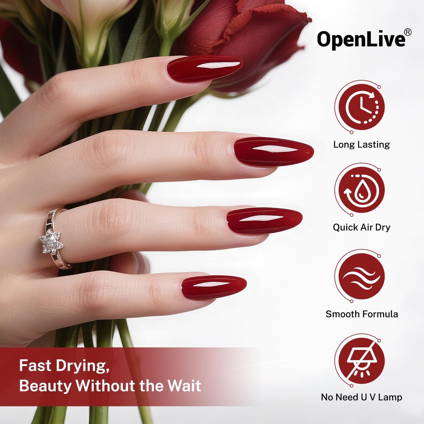 16.5ml Dark Red Nail Polish Large Volume Quick Dry Nail Polish, Long Lasting Shine, Fingernail Toenail Nail Art DIY Home Travel Nail Art Gift-BrightBean Baby