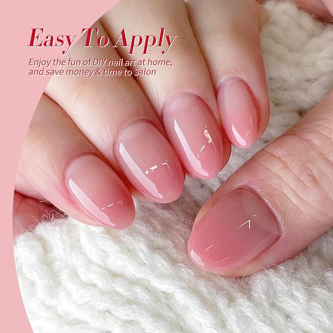 Born Pretty Gel Nail Polish Pink Nude Series,Jelly Transparent,Cat Magnetic Eye,Shimmer Glitter Holographic Pink Nude Gel Polish Kit for Salon Manicure and Nail Art DIY at Home 6Colors-BrightBean Baby