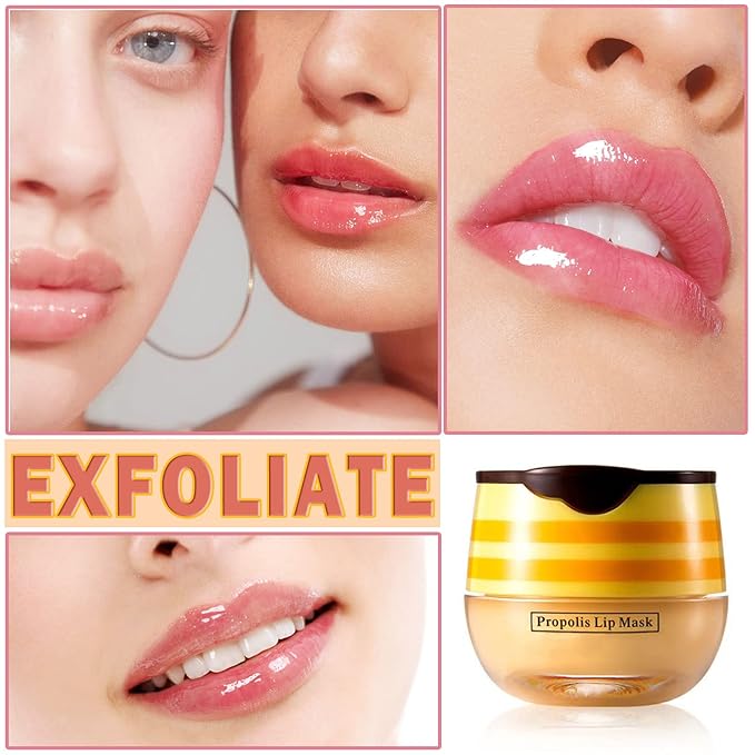 2Pcs Honey Pot Bee Lip Balm with Honey Spoon,Honey Lip Sleeping Mask Overnight 24HR Repair Lip Reduces Lip Lines,Exfoliator Moisturizing Moisture Dry & Chapped Lip Care Products-BrightBean Baby