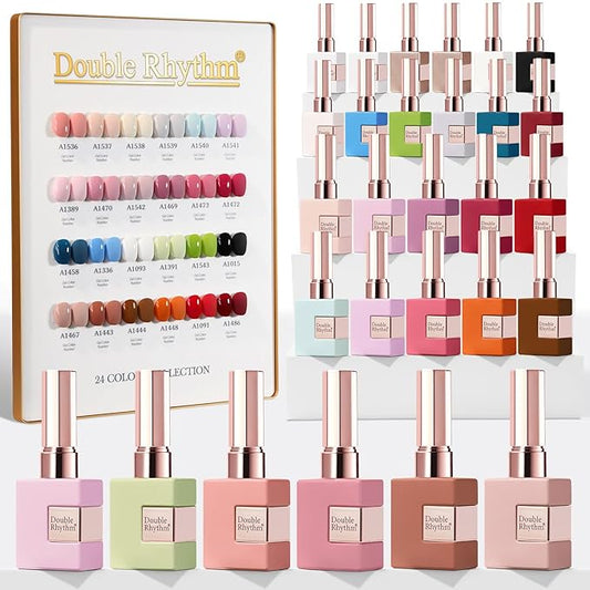 Double Rhythm 28Pcs 0.5Oz Gel Nail Polish Set Same Color Same Bottle Soak Off Gel Polish Kit Nail Art Manicure Salon DIY at Home for Women (White Pink Collection-T24-2)-BrightBean Baby