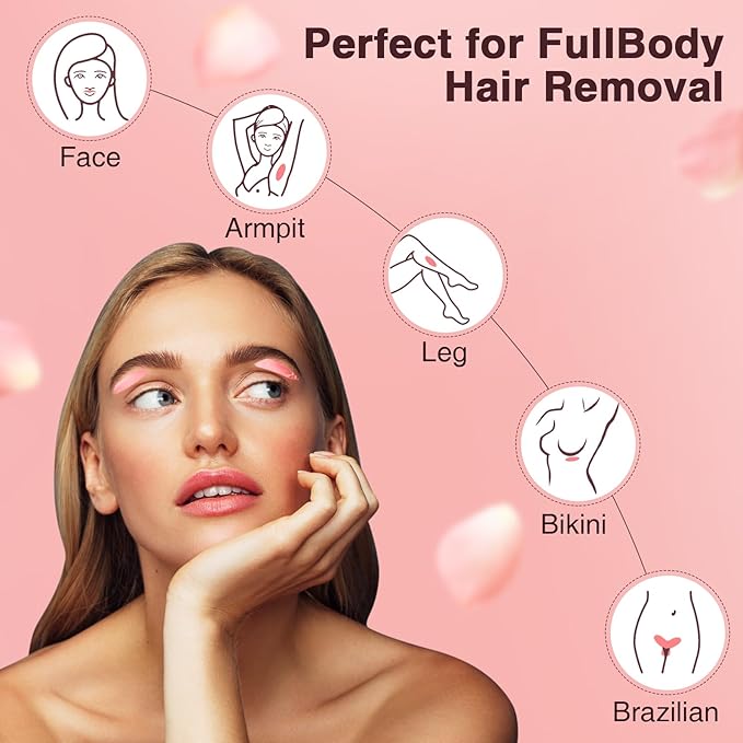 Hard Wax Beads for Hair Removal, Yovanpur Waxing Beane for Brazilian Waxing, Wax Beans for Sensitive Skin, Face Eyebrow Legs At Home Pearl Beads, 300g /bag with 10pcs Sticks(Pearl)-BrightBean Baby