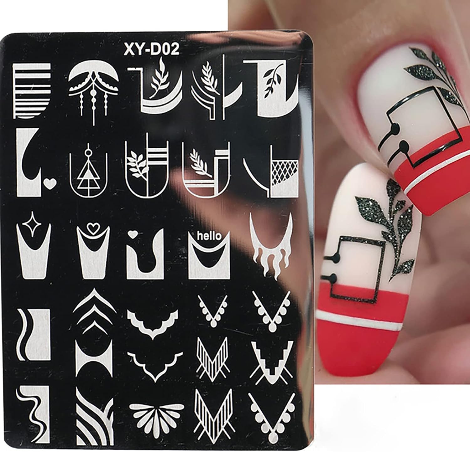 6Pcs Nail Art Stamping Templates Set with French Line Flowers Leaves Smiley Heart Design Art Stamping Kits DIY Printing Tools Fashion Art Decoration for Women and Girls-BrightBean Baby