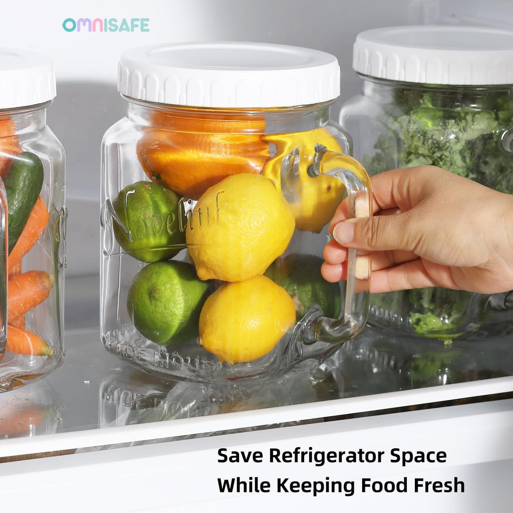 2 Pack Large Mason Jars Wide Mouth,74 oz Airtight Glass Jars with Lids, Food Storage Canisters for Fridge, Glass Canisters for Candy,Pickles, Sugar, Flour, Cookies, DIY Decor & Party Favors