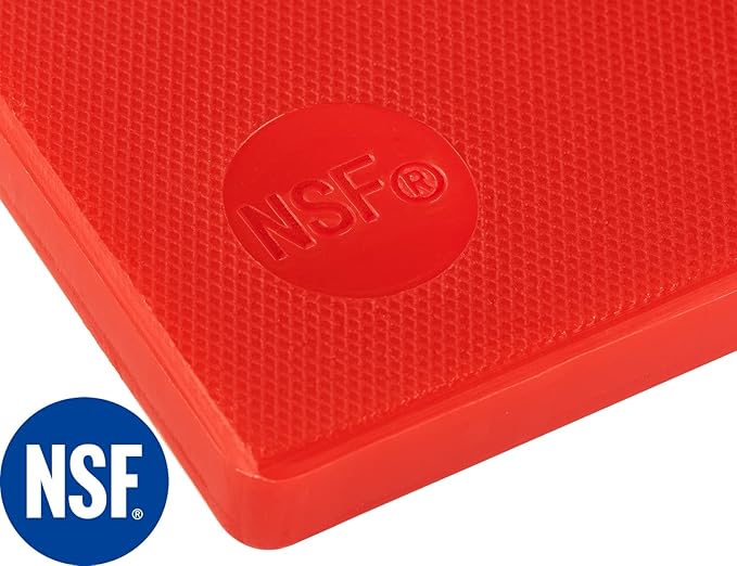 CURTA Cutting Boards for Kitchen, 20" x 14" x 0.5" Red Color Coded Plastic Chopping Board with Anti Slip Surface Dishwasher Safe