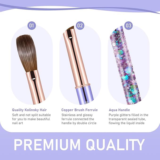 Acrylic Nail Brush Size #16, KEMEISI 100% Pure Kolinsky Nail Art Brushes Sturdy Handle Oval Shaped Acrylic Powder Nail Design Tools for Professional Manicure DIY Home Salon (Purple)-BrightBean Baby