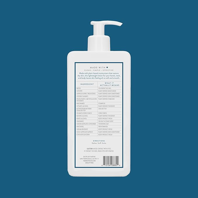 Native Body Lotion Contains Naturally Derived Plant-Based Moisturizers for Women and Men | Restores Dry Skin, Sea Salt & Cedar, 16.5 fl oz-BrightBean Baby