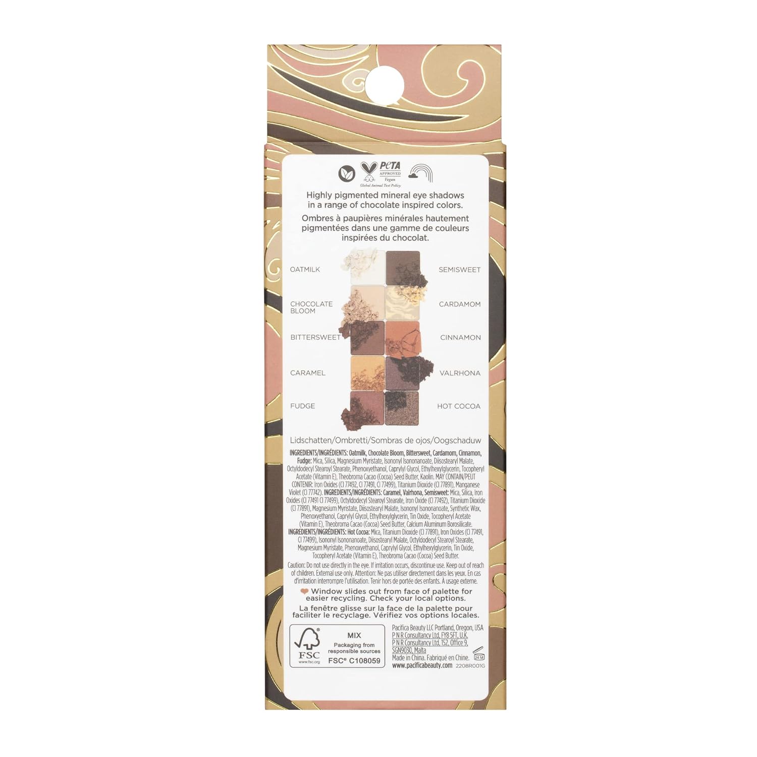 Pacifica Cocoa Nudes Mineral Eyeshadow Palette – 10 Shades Eye Makeup Naked Mineral Eye Shadow - Earth-Tone Rich Chocolate & Praline Neutral Talc-Free Highly Pigmented Cocoa Butter Clean Beauty Vegan-BrightBean Baby