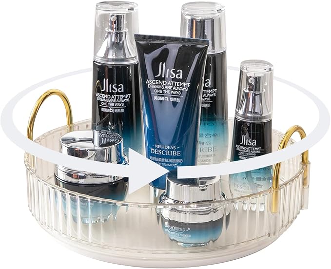 Rotating Makeup Organizer for Vanity, High-Capacity Skincare Clear Make Up Storage Perfume Organizers Cosmetic Dresser Organizer Countertop 360 Spinning (Clear, 1 Tier)-BrightBean Baby
