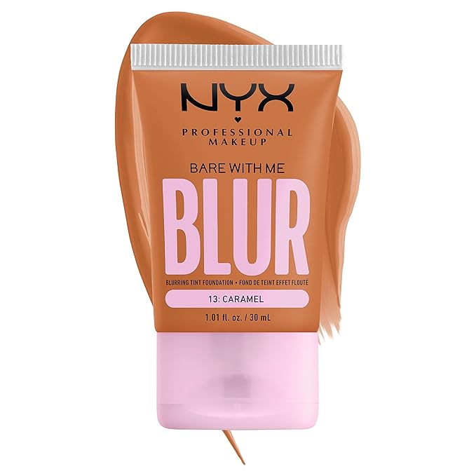 NYX PROFESSIONAL MAKEUP Bare With Me Blur Skin Tint Foundation Make Up with Matcha, Glycerin & Niacinamide - Caramel-BrightBean Baby