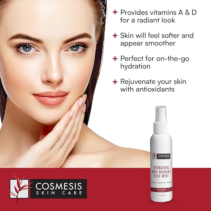 Cosmesis Hydrating Anti-Oxidant Face Mist - Refresh, Moisturize & Soothe Dry Skin, Tea Blend & Vitamins A/D - 4 fl oz-BrightBean Baby