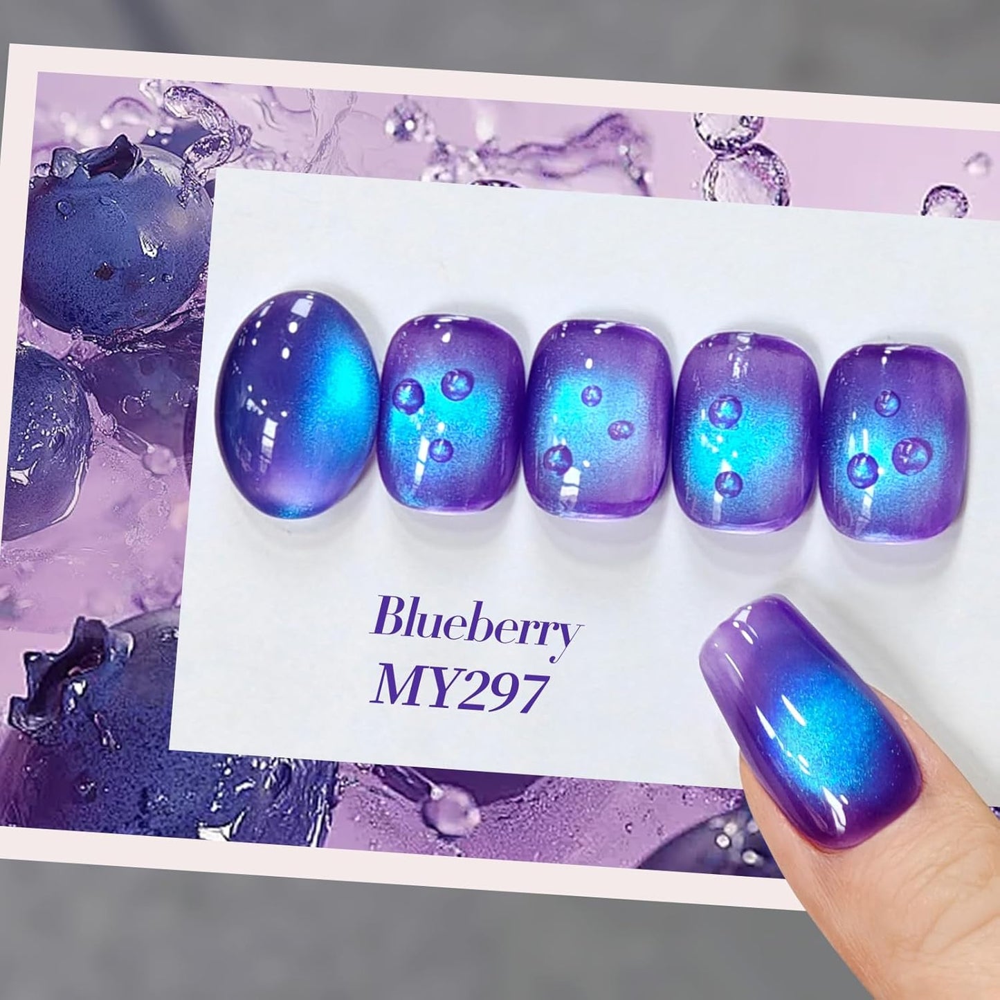 BORN PRETTY Cat Magnetic Eye Gel Nail Polish,Indigo To Violet Gradient Magnetic Gel Polish Blueberry Cat Magnetic Eye Gel Manicure Nail Art DIY 15ml-BrightBean Baby