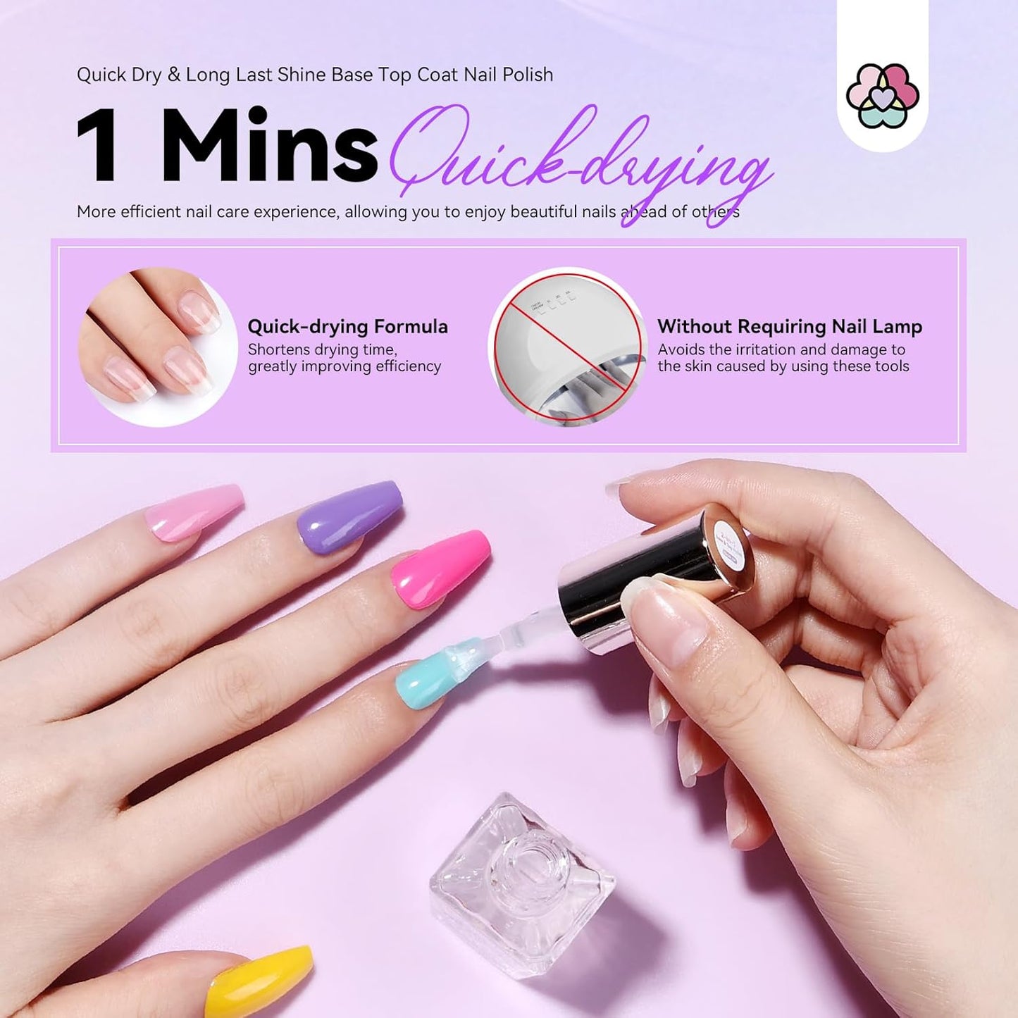 SAVILAND Clear Nail Polish Base Top Coat: 2 in 1 Quick Dry Nail Polish Long Lasting Fingernail Toe Polish Color Protection Resists Smudging, Chipping and Fading Shine Finish Polish Salon Home Nail Art-BrightBean Baby