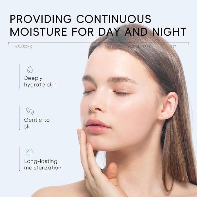 Hyaluronic Acid Skin Care Set, Hydration Kit for Women Teen Girls, Low pH Cleanser, Moisturizer, Serum, Eye Cream, Anti Aging, Firming, Travel Size Facial Care Gift Set for Dry Sensitive Skin-BrightBean Baby