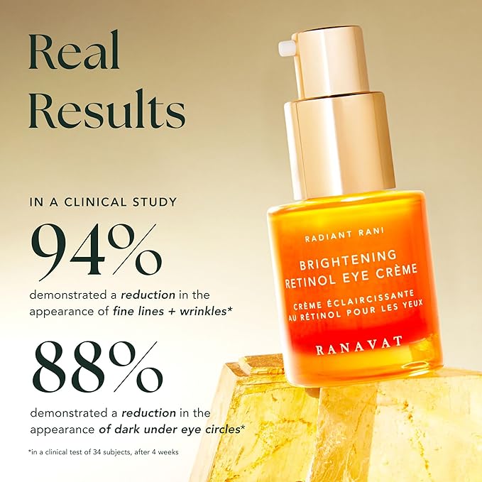 RANAVAT Brightening Retinol Eye Cream - Anti Aging Eye Cream and Dark Circle Corrector to Help Target Fine Lines - Enriched with Micro-Encapsulated Retinol, Bakuchi Seed, & Saffron (0.5 oz)-BrightBean Baby