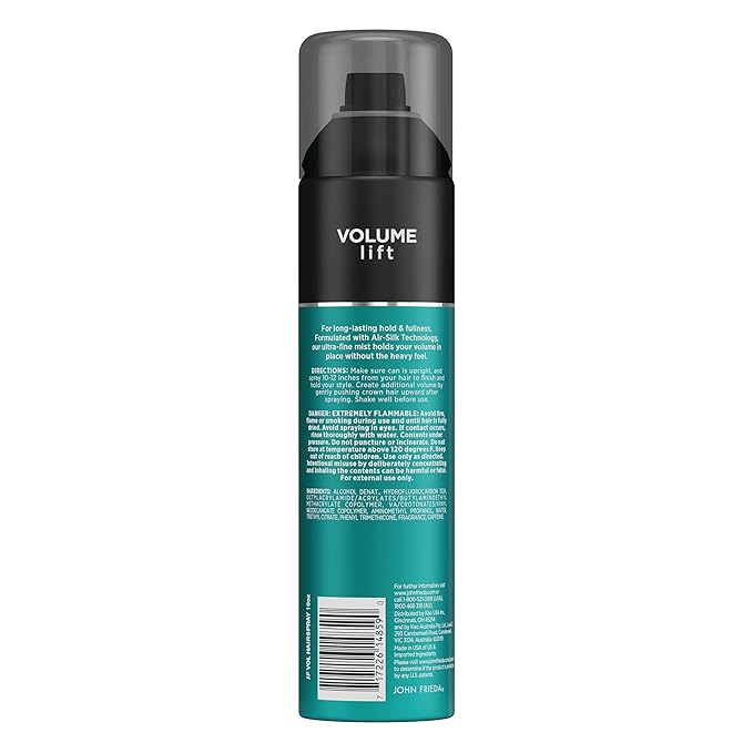 John Frieda Volume Lift Hairspray, Volumizing Hairspray with Air-Silk Technology for Fine or Flat Hair, Adds Body, Long-Lasting Hold, and Fullness for Fine, Thin Hair, 10 Oz, Pack of 2-BrightBean Baby