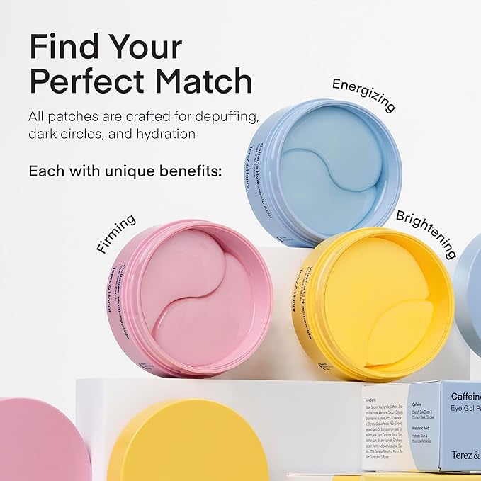 TEREZ & HONOR Vitamin C Eye Patches - 60 Pcs Korean Brightening & Hydrating Under Eye Masks with Tranexamic Acid, Caffeine, Hyaluronic Acid - Dark Circles, Puffiness & Wrinkles Hydrogel Treatment-BrightBean Baby