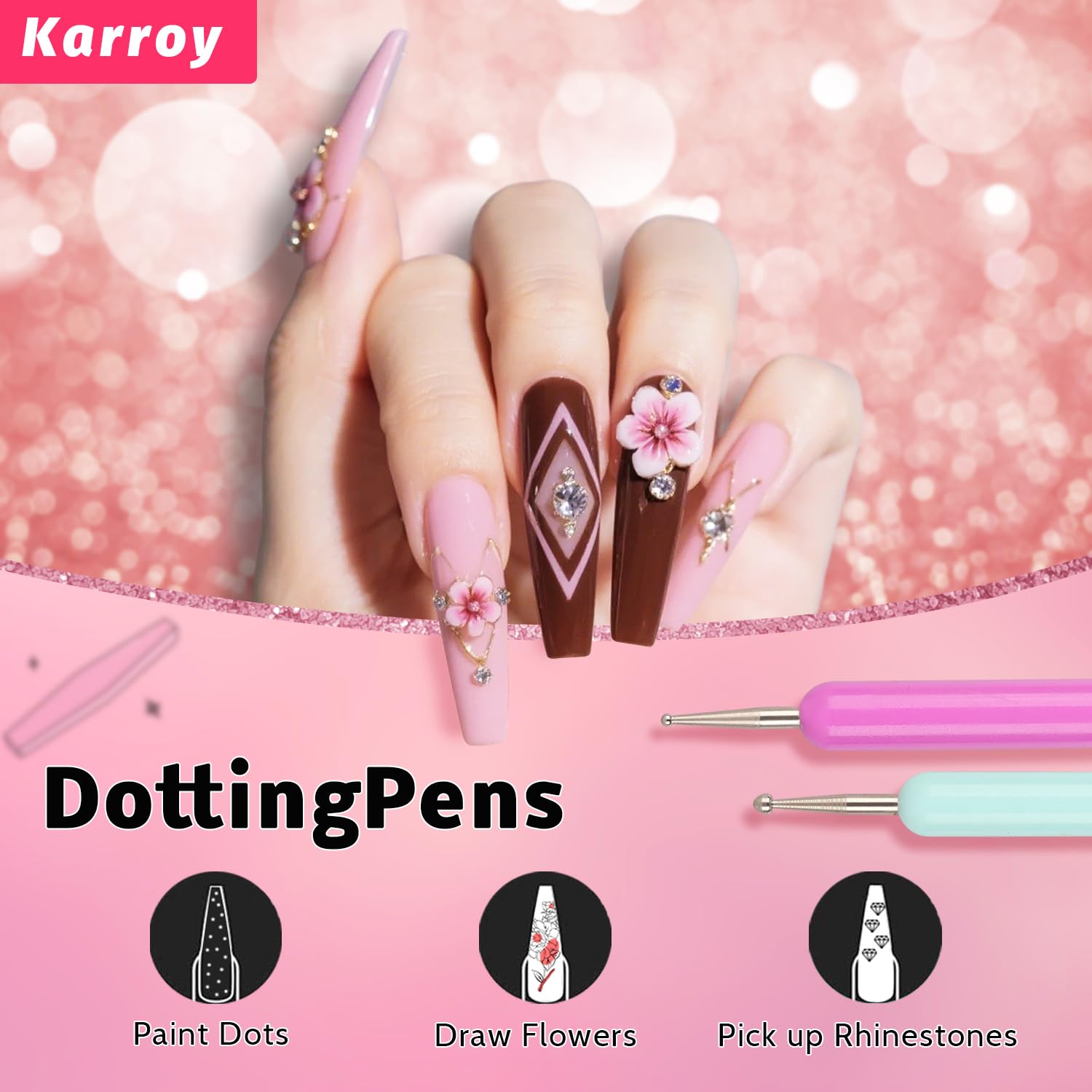 Nail Art Brushes Kit, Multifunctional Nail Brushes for Nail Art Nail Design Brush Gel Nail Brush for Nail Extension Nail Art Liner Brush Dotting Tools for DIY (6PCS Brushes)-BrightBean Baby