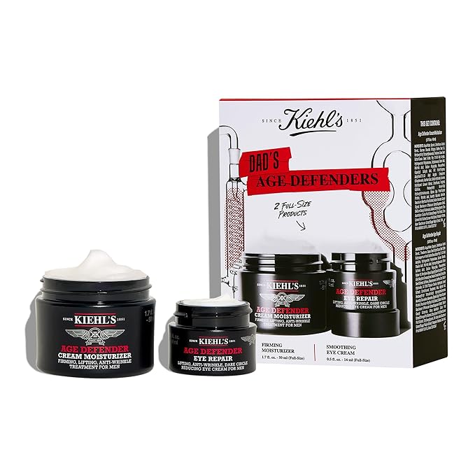 Kiehl's Dad's Age Defenders Skincare Gift Set – 2-Piece Full Size Skincare Set for Men with Firming & Lifting Anti-Aging Moisturizer and Eye Cream for Men, Minimizes Look of Fine Lines and Wrinkles-BrightBean Baby
