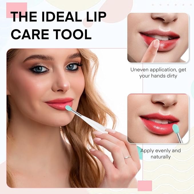 Unaone Lip Scrub Brush - 3 PCS Dual-ended Lip Scrubber Exfoliator and Silicone Lip Brush, 3-in-1 Silicone Lip Scrub Tool Lip Mask Applicator, Gentle Exfoliator & Applicator for Soft-BrightBean Baby