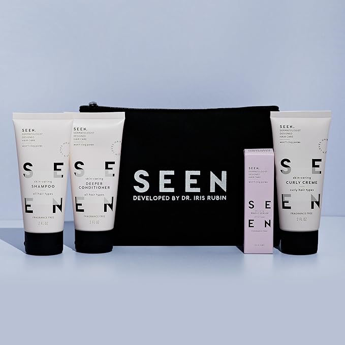 SEEN Curly On The Go Kit, Fragrance Free - Non-Comedogenic & Safe for Sensitive Skin - Sulfate-Free, Curl-Defining Styling Hair Bundle - Anti Frizz - Heat Protectant-BrightBean Baby