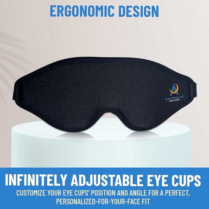 3D Sleep Mask for Men Women | 100% Blackout, Zero Eye Pressure, Breathable Material | Comfortable Night Blindfold for Sleeping, Travel and Meditation (Black)-BrightBean Baby