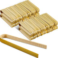 Patelai 90 Pieces Mini Bamboo Tongs Long Toast Tongs Disposable Wooden Cooking Bamboo Cooking Utensils for Toast Bread Pickles Tea Toaster Supplies (6 Inch)