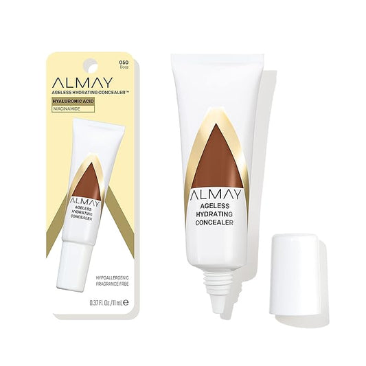 Almay Anti-Aging Concealer, Face Makeup with Hyaluronic Acid, Niacinamide, Vitamin C & E, Hypoallergenic-Fragrance Free, 050 Deep, 0.37 Fl Oz (Pack of 1)-BrightBean Baby