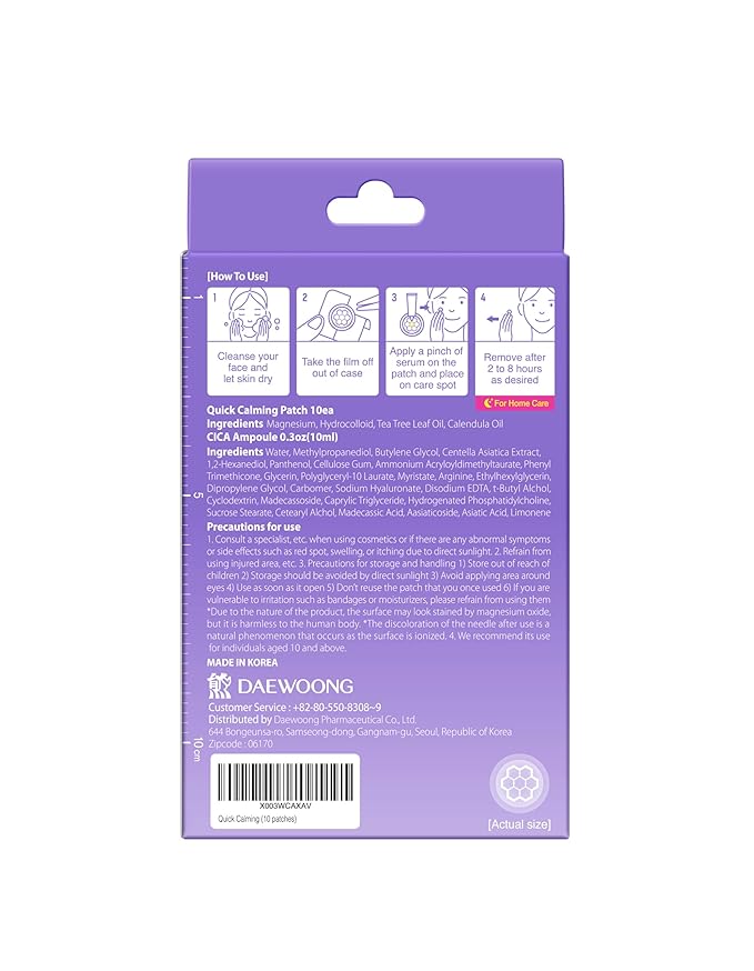 Quick Calming Magnesium Patches(20 patches) with Cica Ampoule - Intensive Care, Pimple patches, Hydrocolloid Band, Zits Spot care Overnight Home Care 2-8 hours, New boxs types-BrightBean Baby