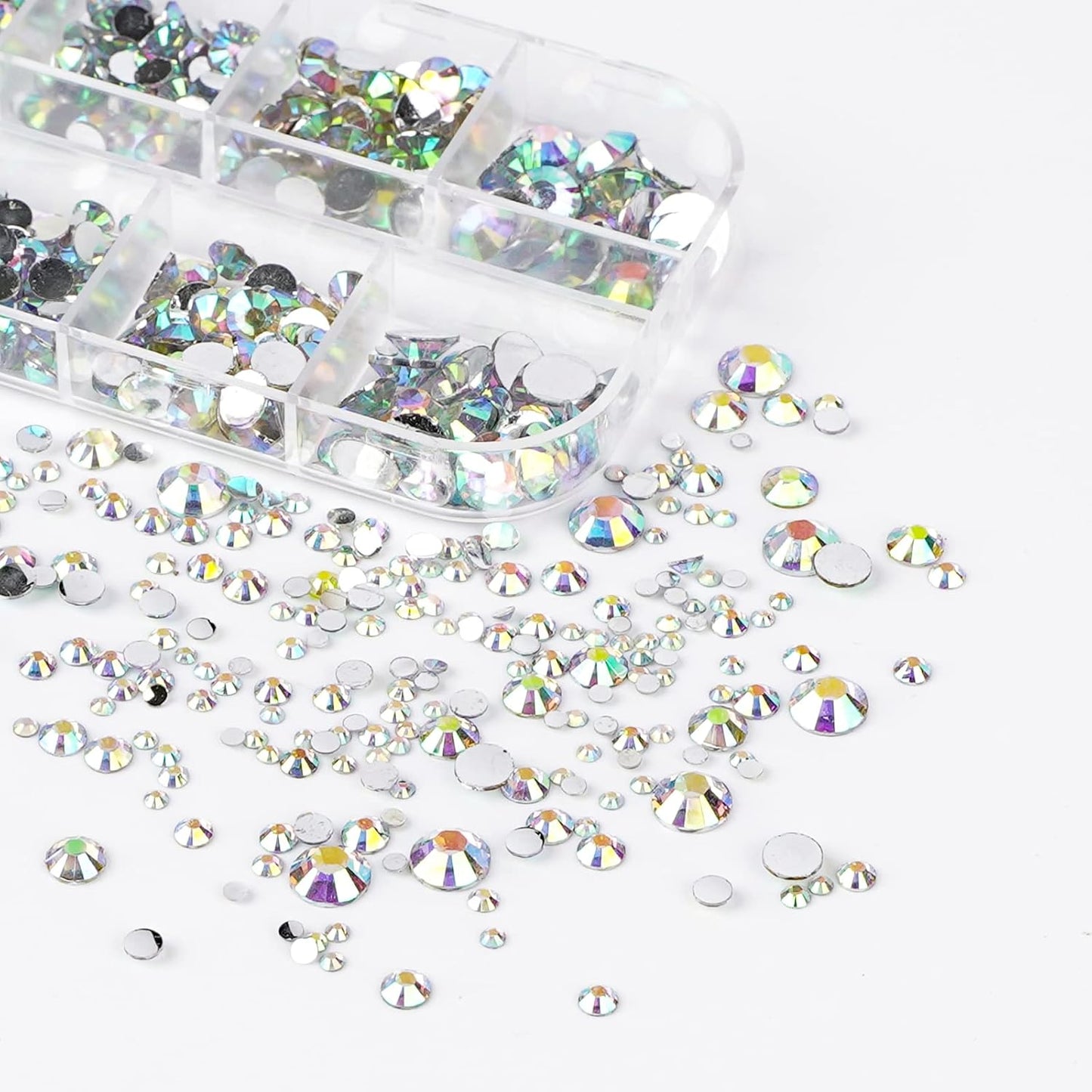 Canvalite 2784Pcs Flat Back Gems, Rhinestones with 5Pcs Jewelry Glues, Pick Up Tweezers and Rhinestones Picker Dotting Pen, Nail Art Tools for Nails, Clothes, Face, Craft-BrightBean Baby