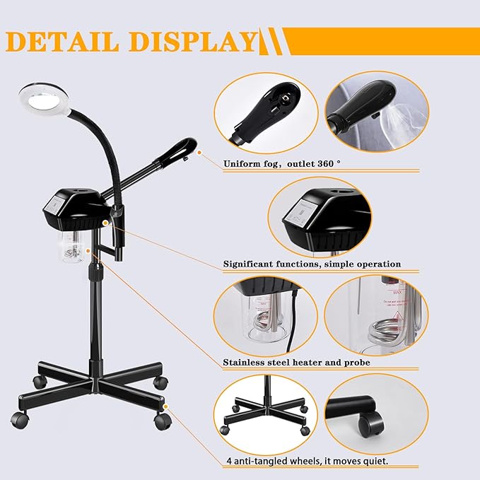 Facial Steamer for Deep Hydration, 2in1 Ozone Face Steamer with 5X Magnifying Lamp, Professional Facial Steamer, Suitable for Home Use or Beauty Spa Deep Cleansing and Hydration-BrightBean Baby