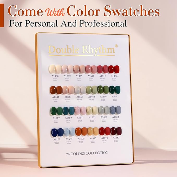 Double Rhythm 28Pcs 0.5Oz Gel Nail Polish Set Same Color Same Bottle Soak Off Gel Polish Kit Nail Art Manicure Salon DIY at Home for Women (Burgundy Green Collection-T24-1)-BrightBean Baby