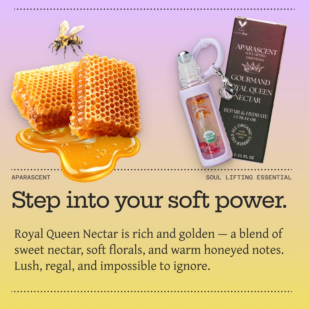 Gourmand Royal Queen Nectar Organic Nail Cuticle Oil Pen with Jojoba, Coconut MCT, and Rosehip for Nail Hydration, Growth & Strength, Travel Size Keychain(0.34 Fl Oz)-BrightBean Baby