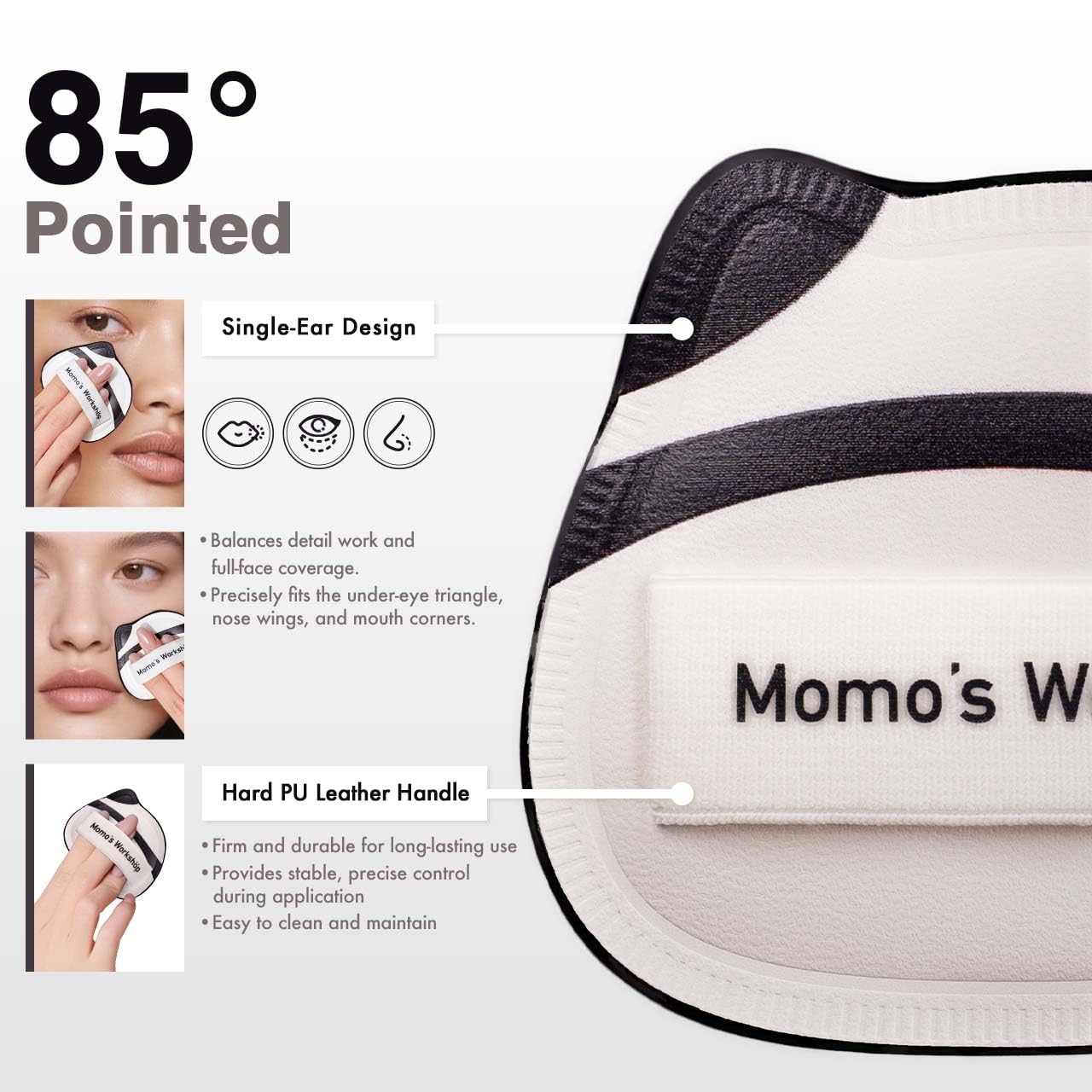 Panda Air Marshmallow Puff,Makeup Sponge,Rubycell Material,Pointed Tip for Concealer + Flat Side for Foundation, Longwear Makeup, Travel Friendly & Reusable,2pcs Puffs & Storage Case-BrightBean Baby