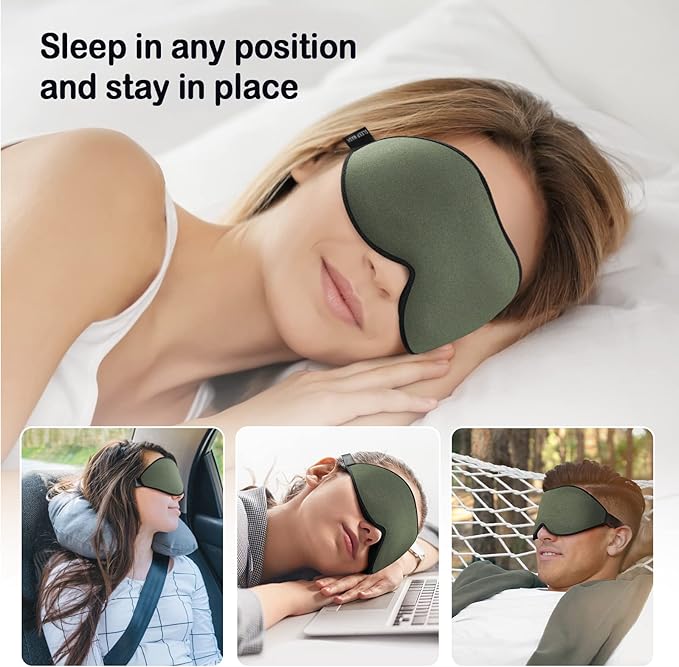 LitBear Sleep Mask for Men Side Sleeper, Sleeping Mask for Women Light Blocking, 3D Contoured Cup Eye Mask Sleeping, Soft Lightweight Sleep Eye Mask with Adjustable Elastic Strap for Traveling-BrightBean Baby