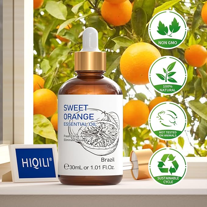 HIQILI 30ML Sweet Orange Essential Oil - Pure and Natural for Diffuser, Skin - 1 Fl Oz-BrightBean Baby