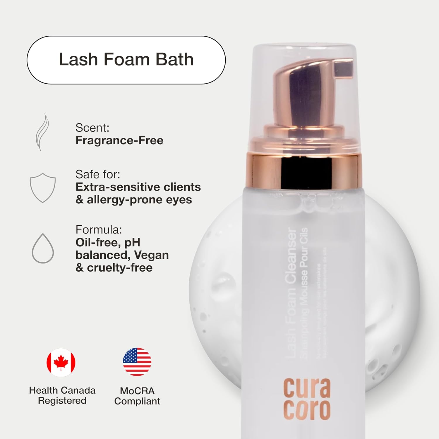 CURACORO 60ML Eyelash Extension Cleanser (Unscented) - Lash Shampoo for Lash Extensions, Eyelash Extension Foam Cleanser for Sensitive Skin, Removes Waterproof Makeup for Professional & Home Use-BrightBean Baby