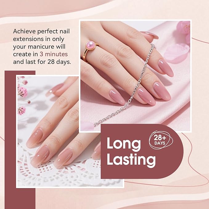 JEWHITENY Poly Extension Gel Nail Set Clear Pink Poly Nail Gel With Slip Solution Base Coat Top Coat French Manicure Need U V Lamp Curing for Finger Art and Home DIY-BrightBean Baby