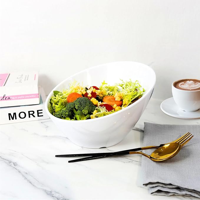 TP Salad Bowls Set of 4, 26 oz Melamine Serving Bowls for Pasta, Cereal, and Snacks, Lightweight and Durable, Dishwasher Safe, White Bowls for Restaurant, Kitchen, Daily Use