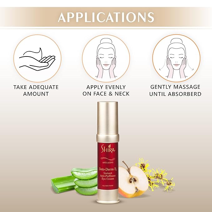 Shira Boto-Derm Rx Instant Anti-Puffiness Eye Cream- for Wrinkles Dark Circles Eye Bags Fine Lines Anti Aging And Tired-Looking Eyes. (2.2 oz.)-BrightBean Baby