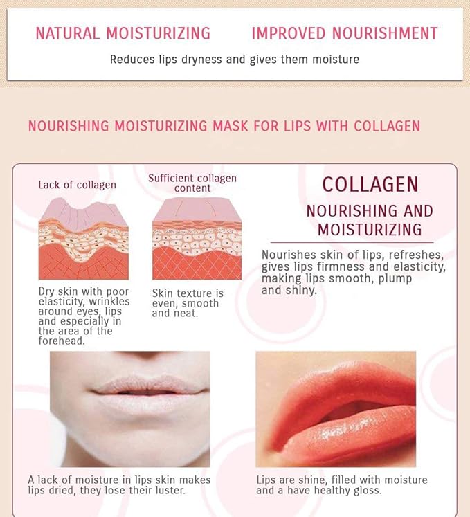 Lip Mask, 30PCS Collagen Crystal Pink Lip Care Gel Pads Treatment, Moisturizing Anti-Wrinkle Anti-Aging Firm Hydrate Lips, Remove Dead Skin Moisture Essence Make Your Dry Lip Attractive Sexy-BrightBean Baby