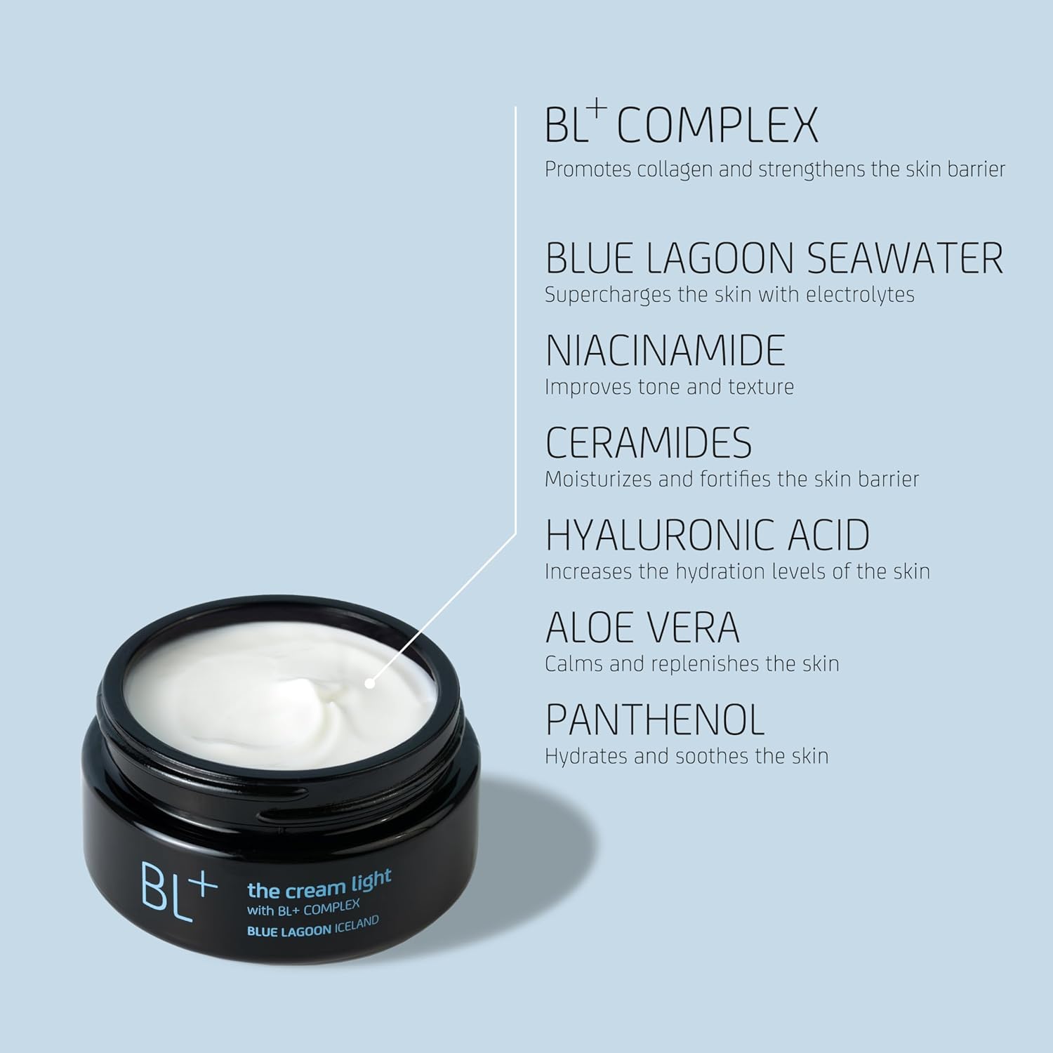 Blue Lagoon - BL+ The Cream Light Gel Moisturizer | Sustainable, Bioactive Luxury Skincare (Full Size, .5 oz | 15 ml)-BrightBean Baby