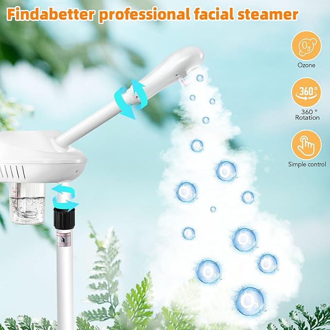 Professional Facial Steamer, Face Steamer on Wheels, SPA Ozone Steamer, Standing Face Steamer for Spa, Salon and at Home Use-BrightBean Baby